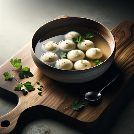 A representation of Semolina dumpling soup