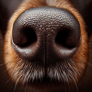 A close-up of a dog's nose