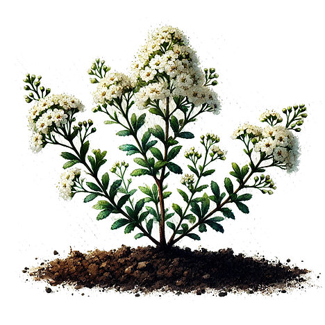 A representation of Spirea bushes