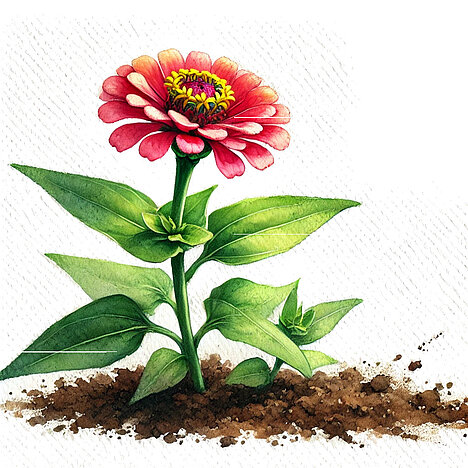 A representation of Zinnias