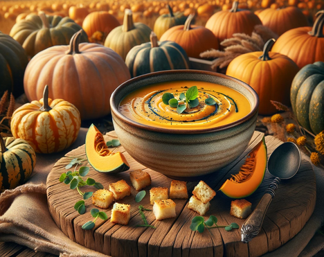 A representation of Cream of pumpkin soup