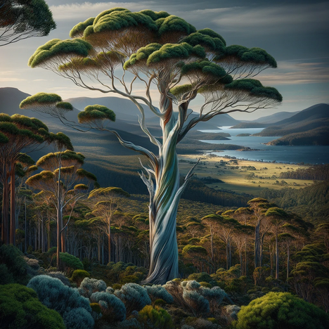 Een weergave van Tasmaanse blauwe gomboom